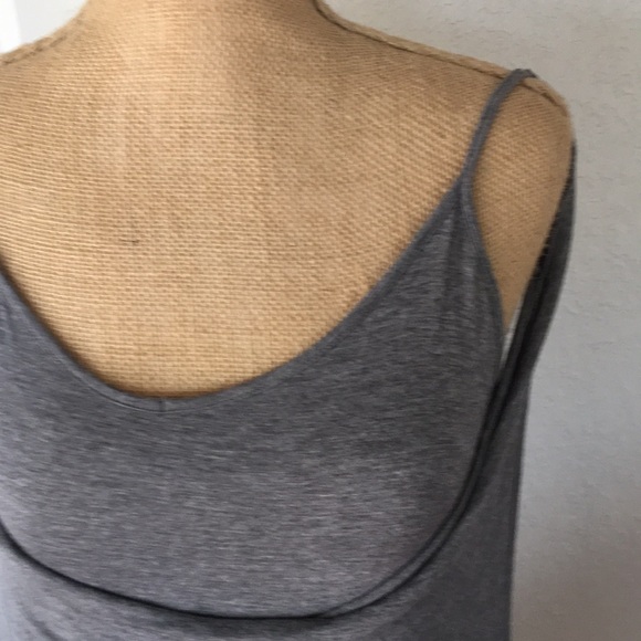 BCBG Grey cute Dress Petite size L w/polka dot hem - Picture 5 of 5